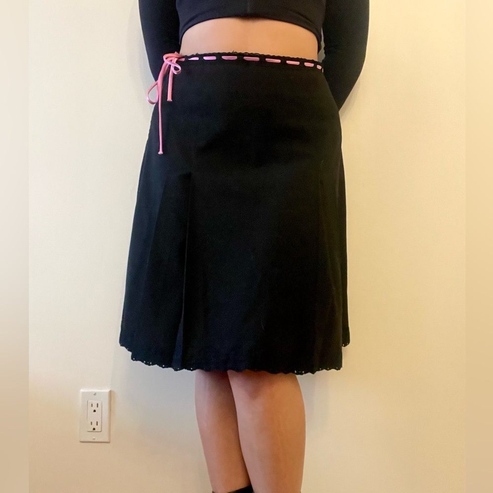 Vintage Black Lace Midi Skirt
